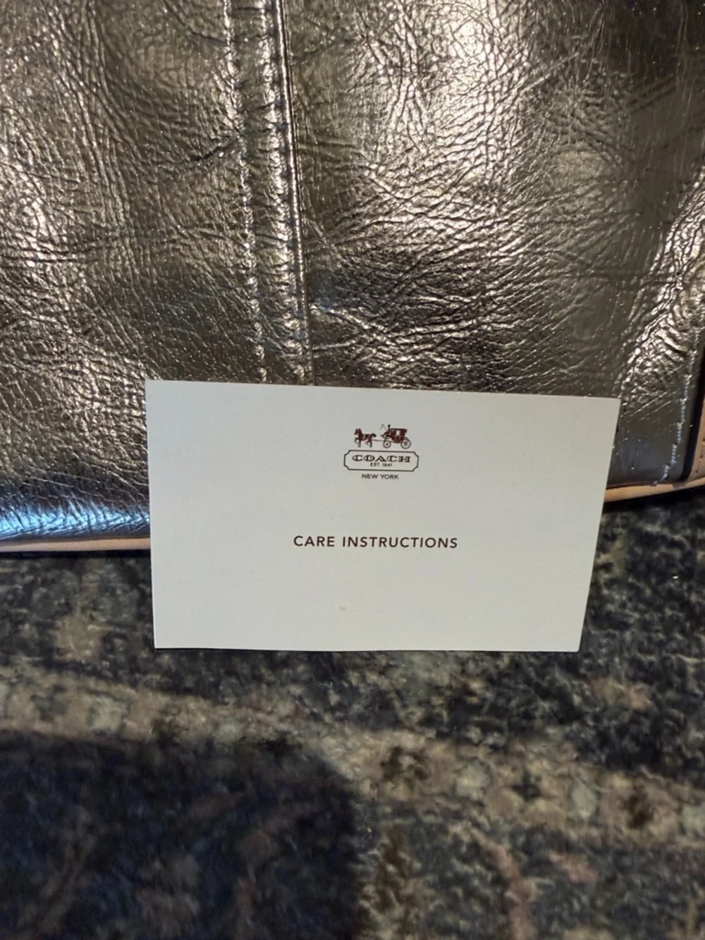 Coach Metallic Silver Wristlet with Beige Trim - Picture 7 of 9